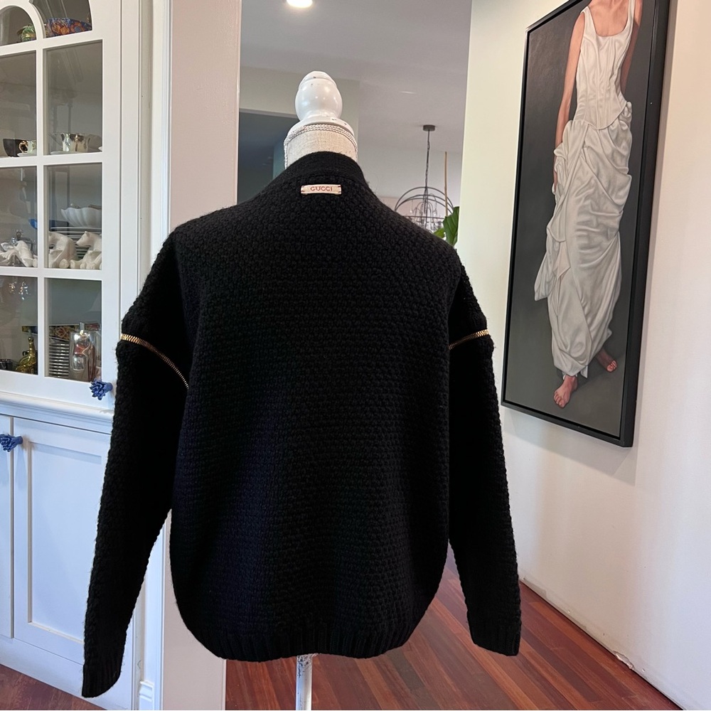 S MFSP$1900 GUCCI Unisex Chunky Cable Knit REMOVABLE SLEEVES Wool SWEATER - Picture 7 of 12